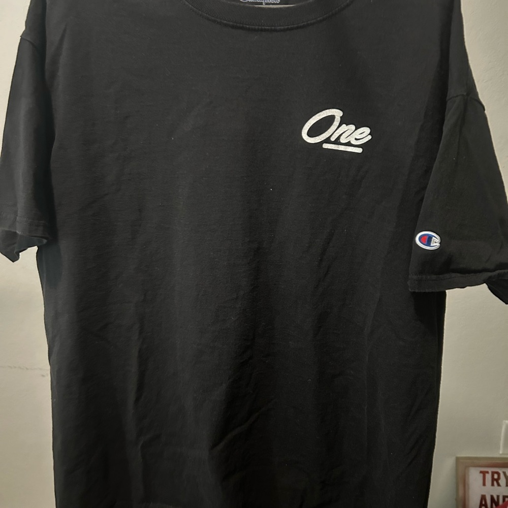 Champion Black Tee with White Logo